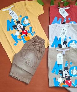 تیشرت و شلوارک کتان جیب دار پسرانه