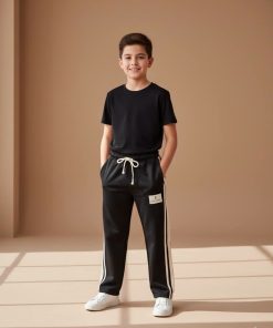 شلوار تک مشکی پسرانه دو خط